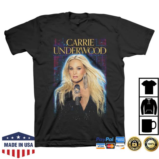 Official Carrie Underwood Merch Store Carrie Underwood Black Rhinestone Mic  Photo Shirt 2024 Carrie Underwood Clothing Shop - AFCMerch