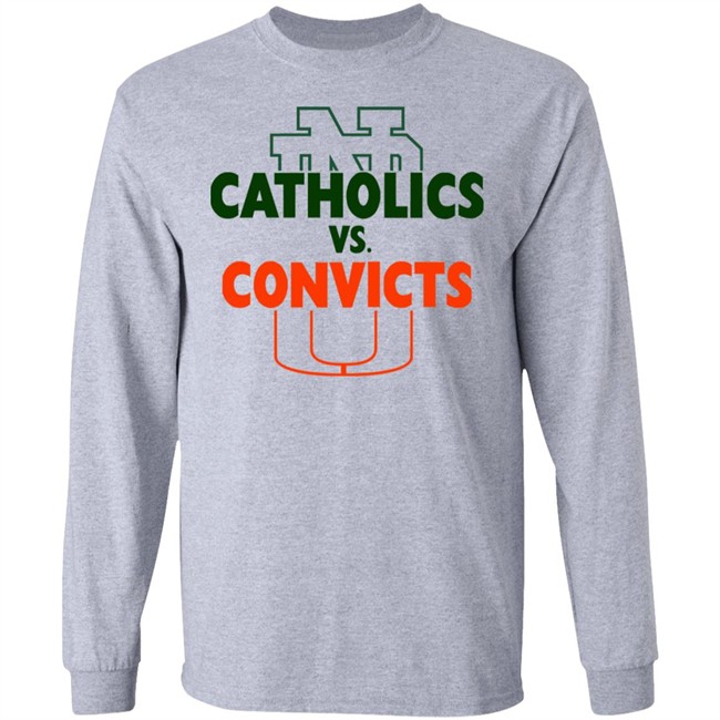 Catholics vs Convicts ND vs Miami Tee White T Shirts Catholics vs Convicts ND vs Miami Tee White T Shirts