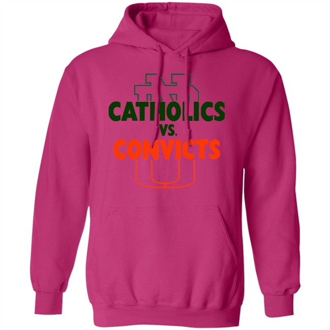 Catholics vs Convicts ND vs Miami Tee White T Shirts Catholics vs Convicts ND vs Miami Tee White T Shirts