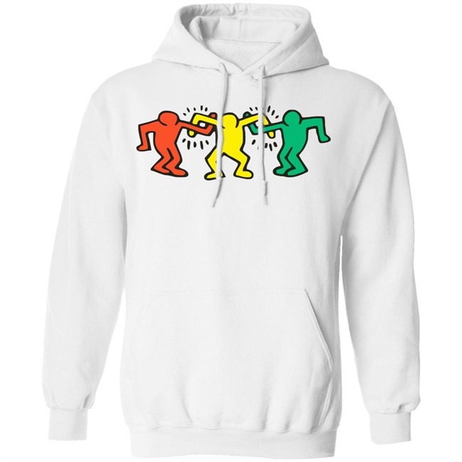 Keith Haring Hoodie Dancing People Raze White Sweatshirt