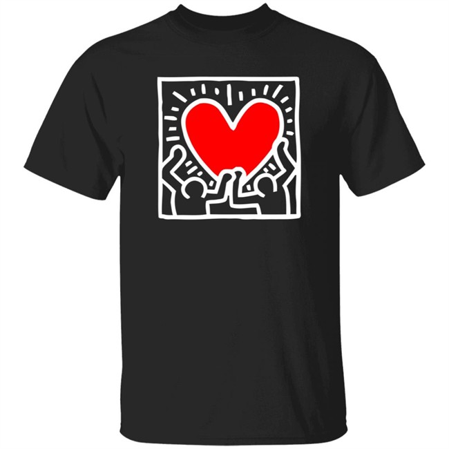 Keith Haring Holding Heart Pop Shop T Shirt Pop Shop T Shirts Keith Haring Holding Heart T Shirt