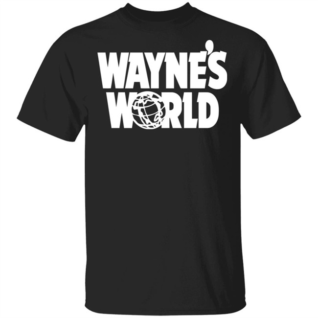 Waynes World Wayne Stock Retro Movie Big Logo Black Shirt