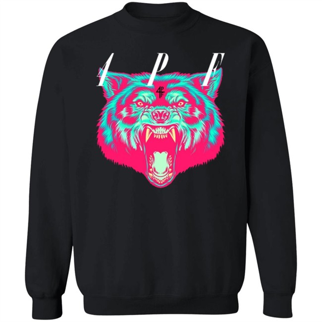 Wolf 4PF T Shirt 4PF WOLF T-SHIRT WITH GRAPHIC ON FRONT Black Shirts Wolf 4PF T Shirt 4PF WOLF T-SHIRT WITH GRAPHIC ON FRONT Black Shirts