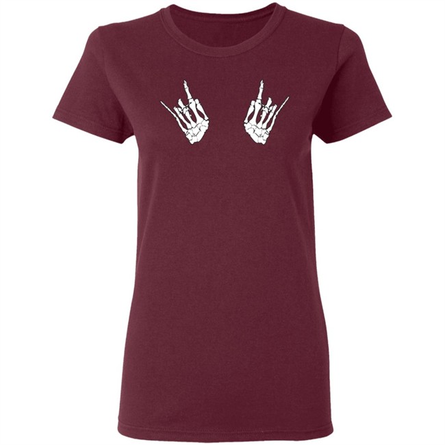 Katie Bony Funny Skeleton Hand Tee Shirt Katie Bony Funny Skeleton Hand Tee Shirt