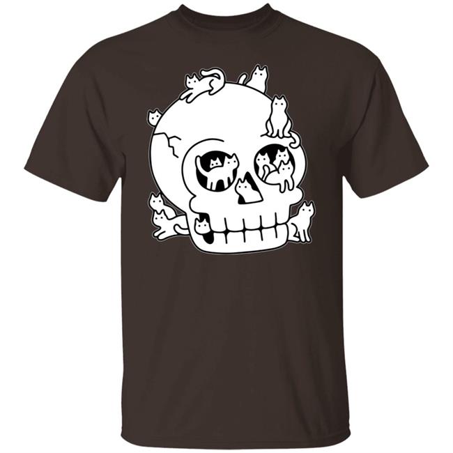 Lladnek Skull Is Full Of Cats Wash Doodle Shirt
