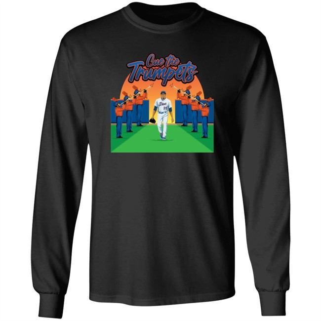 athlete logos cue the trumpets t shirt