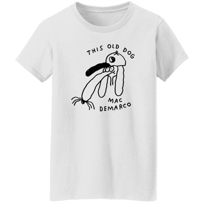 Mac Demarco Merch Mac Demarco Dog Doodle White Shirt Hang - Mac Demarco Merch Mac Demarco Dog Doodle White Shirt
