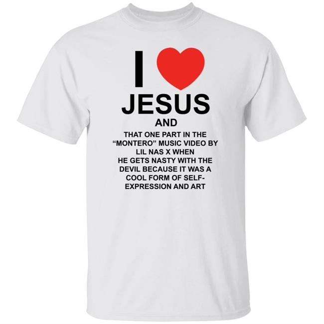 Lil Nas X Merch Lil Nas X X Pizzaslime I Love Jesus And That One Part In The Montero Music Video By Lil Nas X When He Gets Nasty With The Devil Because It Was A Cool Form Of Self- Expression And Art Shirt