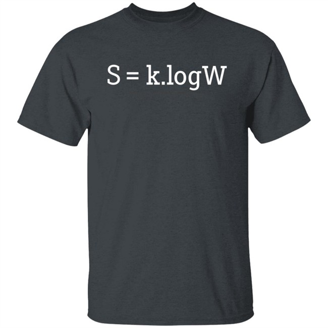 S=k log w Boltzmann's Entropy Formula Math T Shirt S=k log w Boltzmann's Entropy Formula Math T Shirt