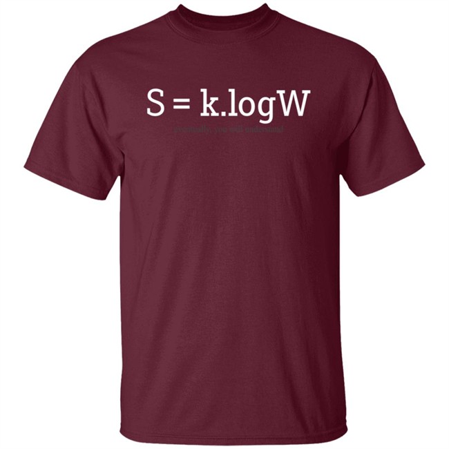 S=k log w Boltzmann's Entropy Formula Math T Shirt S=k log w Boltzmann's Entropy Formula Math T Shirt