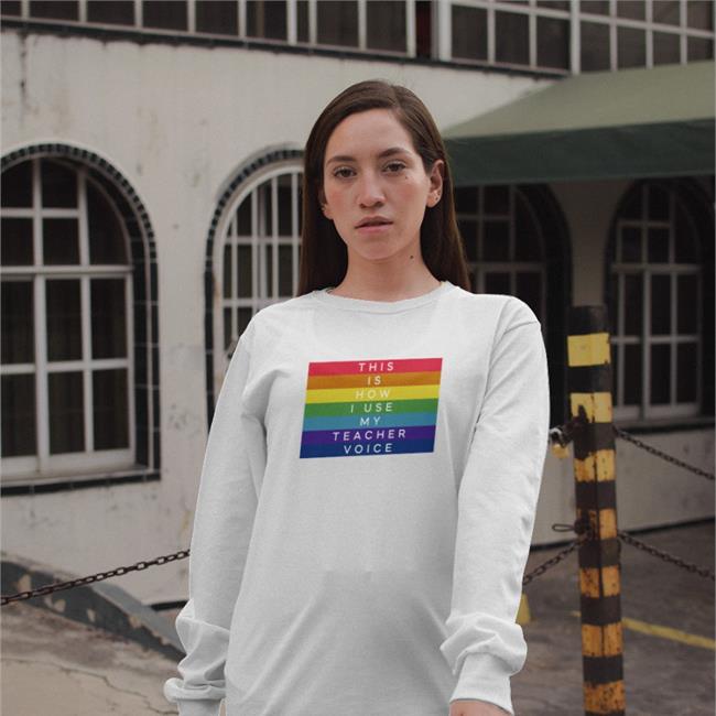Queer This Is How I Use My Teacher Voice Pride Hooded Sweatshirt LGBTQ Community Libs of TikTok Lisa Boothe