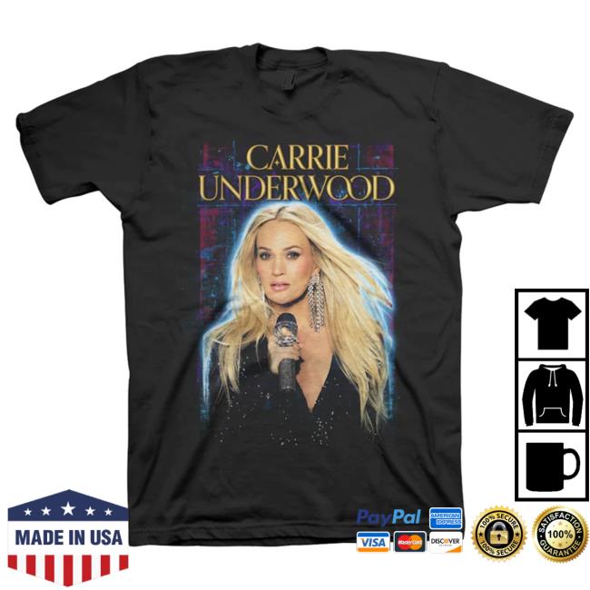 Official Carrie Underwood Merch Store Carrie Underwood Black Rhinestone Mic Photo T Shirt Carrie Underwood Clothing Shop