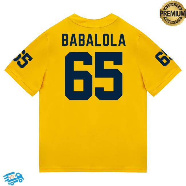 Michigan Wolverines #65 Andrew Babaola Student Athlete Maize Football Jersey Shirts The M Den Shop Official