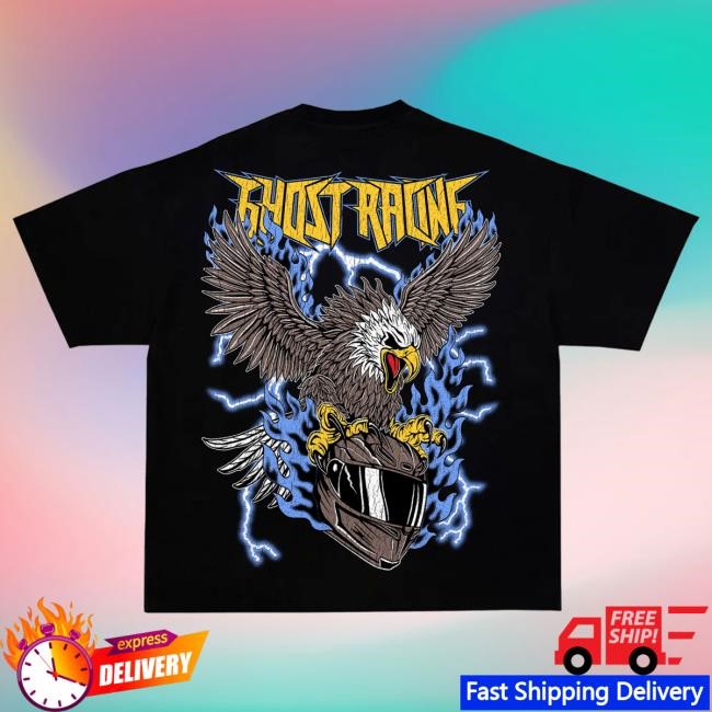 Official Ghost Racing Clothing Blue Flaming Eagle Shirts - Black
