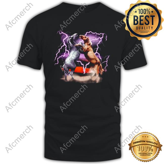 Closeup of Salem’s | 1993 Horses Thunder & Lightning Graphic Top Shirt