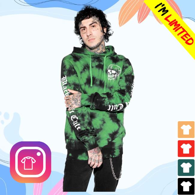 Blackcraft Cult Clothing Store BlackcraftCult Skullcraft - Green Lightning Dye Pull Over Hoodie