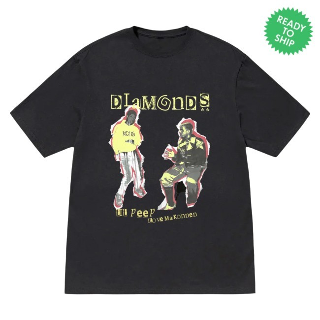 Lil Peep x ILoveMakonnen - DIAMONDS Black New T-Shirt Lil Peep