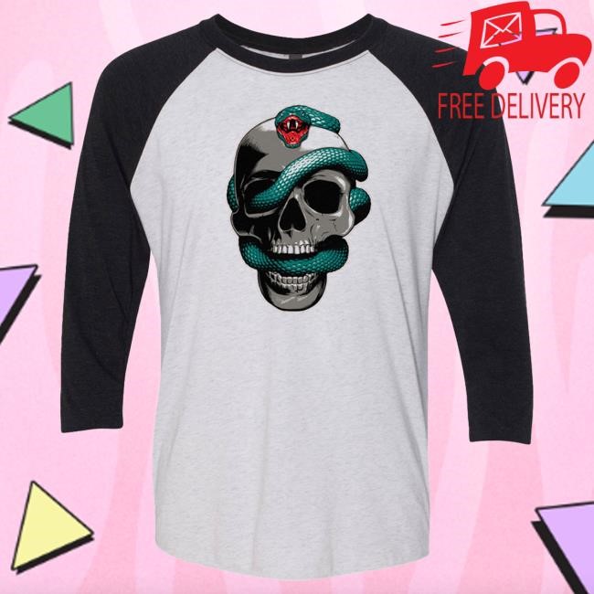 Official 3 Doors Down Merch Snake Skull Raglan Long Sleeve Shirt New