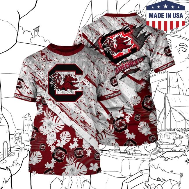 Banantees South Carolina Gamecocks Tropical Flower Style And Flag All Over Printed 3D Tees