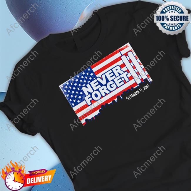 Official 911 Memorial Never Forget Flag Tee Shirt