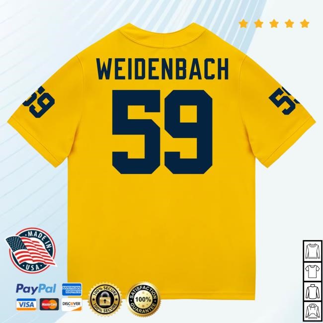 The M Den Michigan Wolverines #59 John Weidenbach Student Athlete Maize Football Jersey Shirts