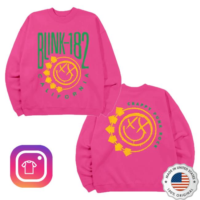 Official Blink 182 Merch Store Abc Smiley Oversized Hood Pink Blink182 Shop