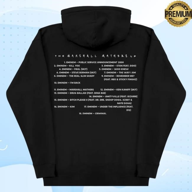 Official Eminem Store Merch Eminem MMLP25 Attractive Hoodie (Black) Slim Shady