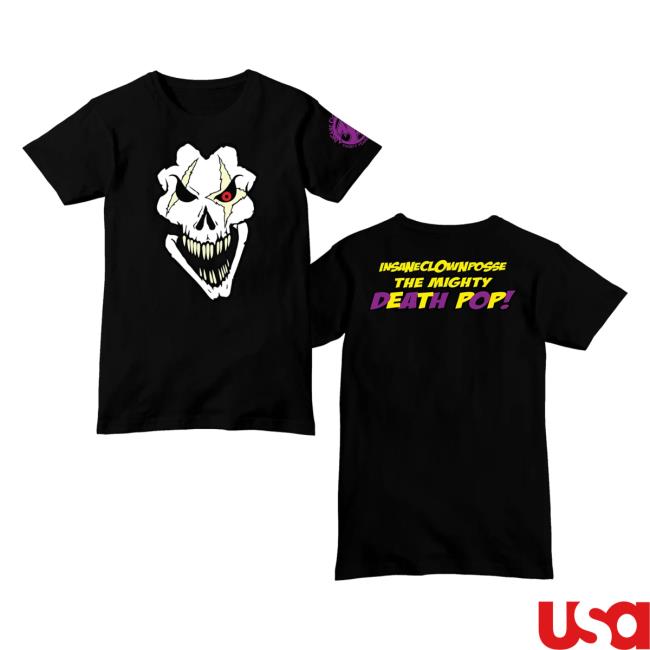 Official Icp Merch Clothing Store Insane Clown Posse The Mighty Death Pop Skull Black T-Shirts