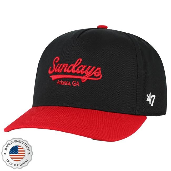 Official NFL Shop Men's Atlanta Falcons '47 Black/Red Sundays Sure Shot Hitch Two-Tone Adjustable Hat ArizonaCardinals