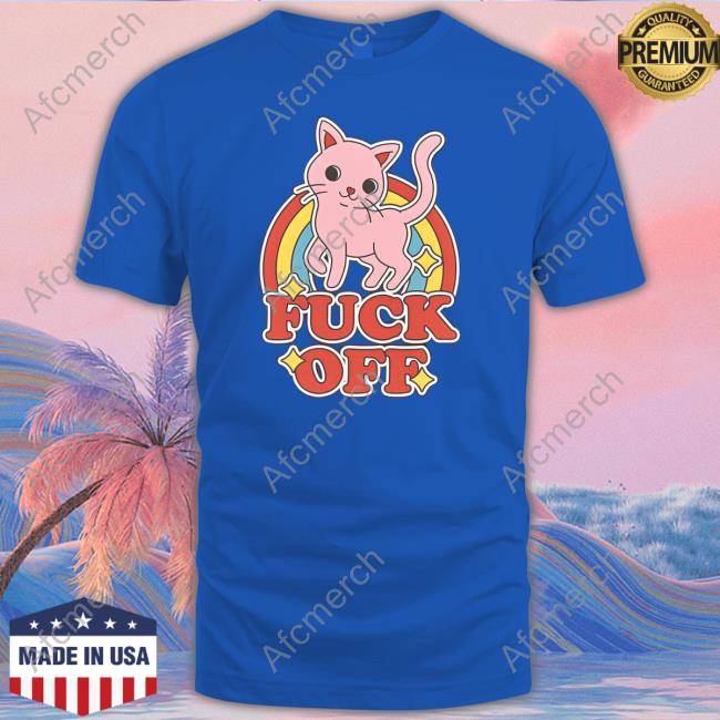 Official Fuck Off Cat Kitten Rainbow Tee Shirt