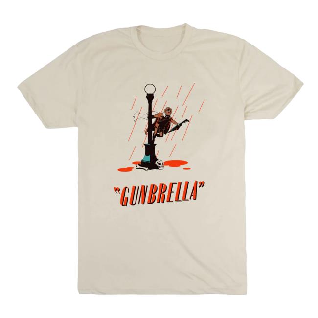 Official Merch Devolver Digital Gunbrella Singin’ In The Blood Rain Tee