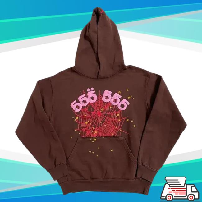 Official Sp5der Clothing Apparel Sp5der Angel Number Pullover Sweatshirt Brown Sp5der Merch Store Shop