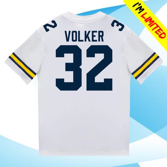 Michigan Wolverines #32 John Volker Student Athlete White Football Jersey Shirts The M Den Shop