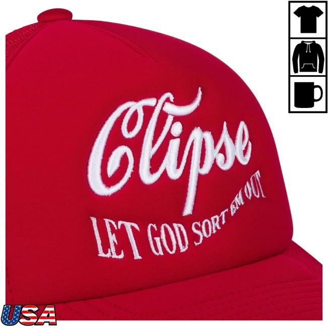 Let God Sort Em Out Denim Tears X Clipse Trucker Cap (Red) | Clipse Merch Store Official