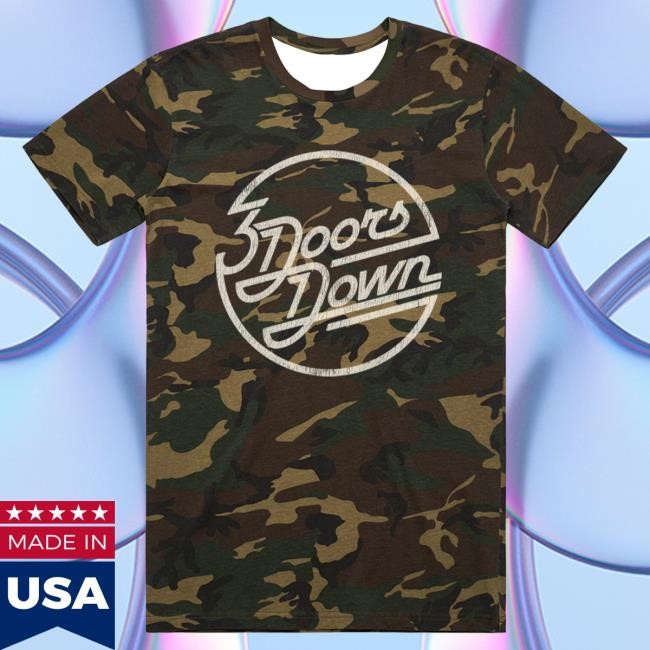 Official 3 Doors Down Merch 3DD Circle Logo Camo Tshirt