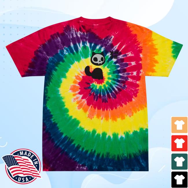 Yujin Clothing Skull Cat Tie Dye Shirt 2023 Classic Rainbow Tie-Dye