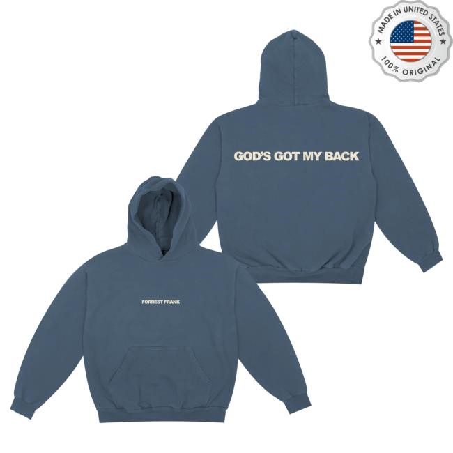 Official Forrest Frank Merch Store God's Got My Back Blue Popover Hoodie