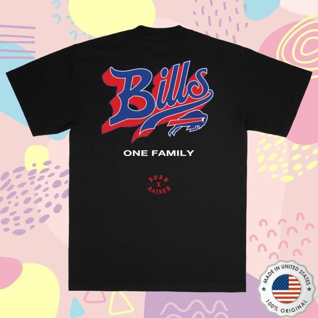 Official Born X Raised Merch Born X Raised + Bills Pro Script Hoodie: Black NFL 2025 Kickoff
