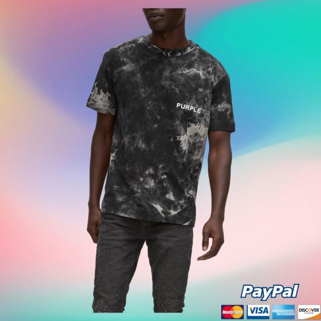 Harry Rosen Purple Brand Tie Dye Crewneck New Shirt Black