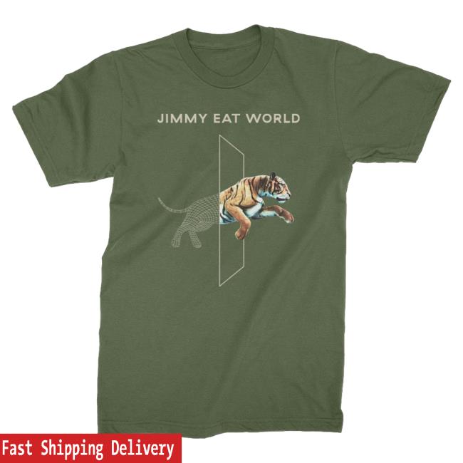 Official Jimmy Eat World Merch Jumping Tiger Popover Shirt (Olive Green)