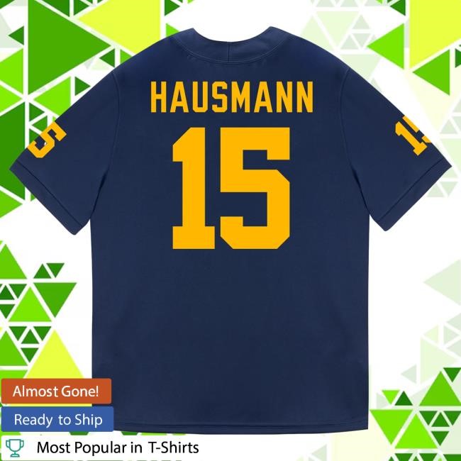 The M Den Michigan Wolverines #15 Ernest Hausmann Student Athlete Blue Football Jersey T Shirt