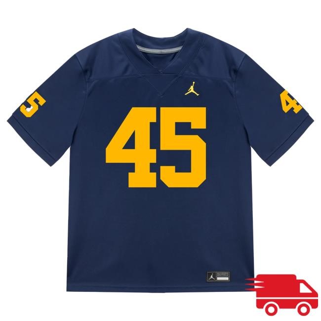 The M Den Michigan Wolverines #45 Greg Tarr Student Athlete Blue Football Jersey Shirt