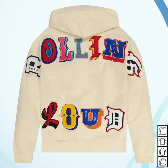 Official Rolling Loud Merch Store Rolling Loud Big Chenille Zip-Up Sweatshirts Cream Rolling Loud Apparel Clothing Shop RollingLoud