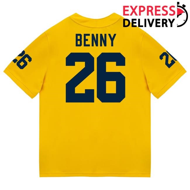 Official The M Den Michigan Wolverines #26 Rayshawn Benny Student Athlete Maize Football Jersey Tee