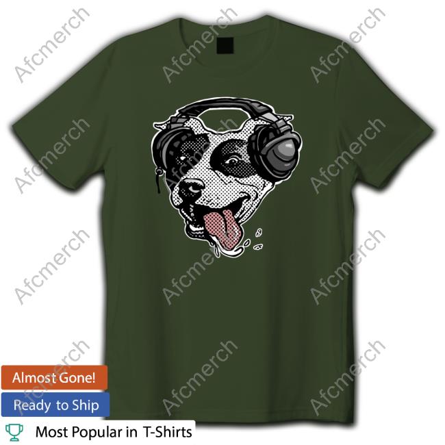 Cute Pit Bull Dog With Music Headphones Hooded Sweatshirt