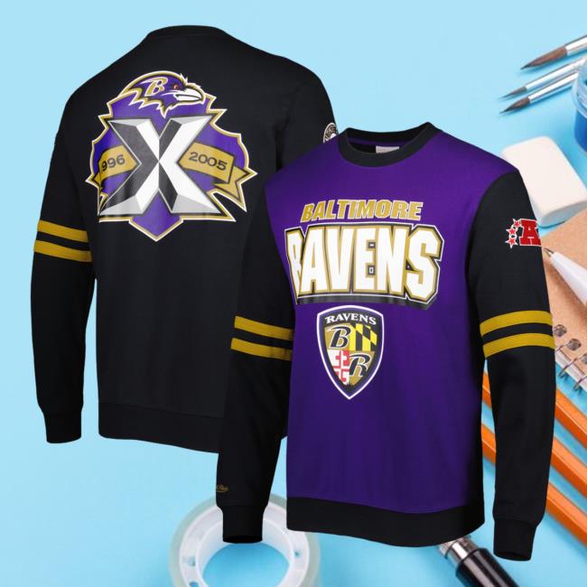 Official Baltimore Ravens Mitchell & Ness Purple 3D All Over Print 2.0 Hoodie