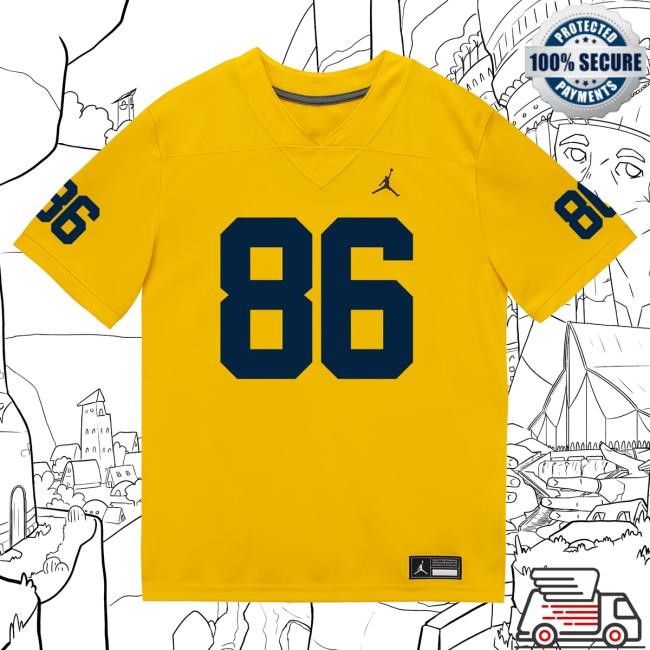 Michigan Wolverines #86 Brady Prieskorn Student Athlete Maize Football Jersey T Shirt The M Den Shop Official