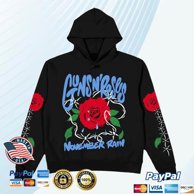 Guns N' Roses Official Merch Store November Rain Black Unisex Sweatshirt Hooded Guns N' Roses Clothing Shop Guns N' Roses Apparel