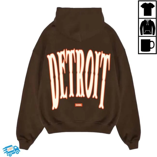 Official Sana Detroit Store Skull Detroit Logo Crewneck - Chocolate Online SanaDetroit