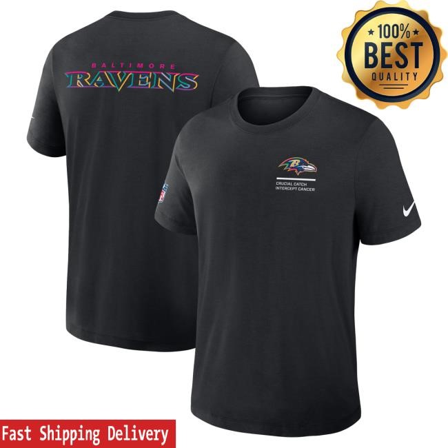 Official NFL Clothing Men's Baltimore Ravens Nike Black 2025 NFL Crucial Catch Top Shirt ArizonaCardinals